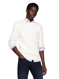 Foto 1 | Jersey Tommy Hilfiger Para Hombre, Algodón, Cuello Redondo, Color Marfil - Venta Internacional.