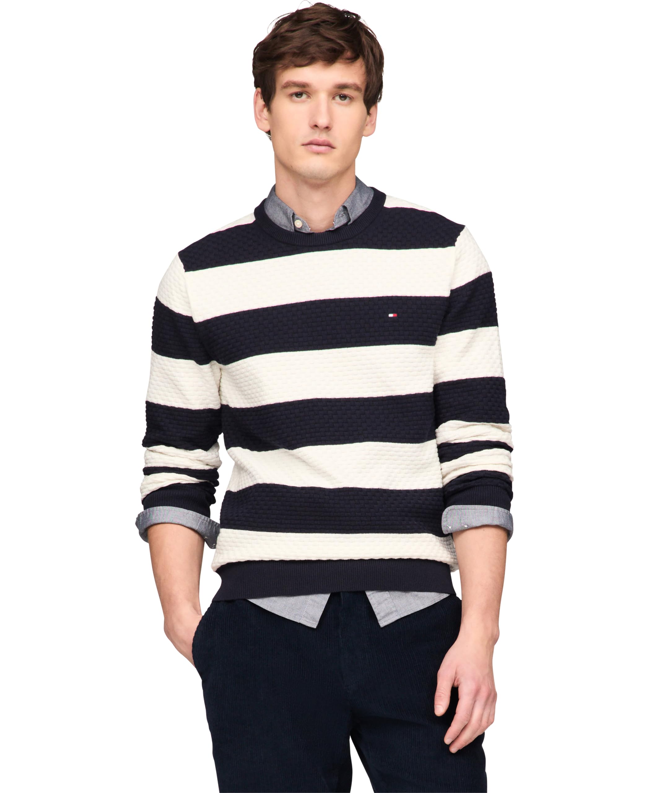 Foto 2 pulgar | Jersey Tommy Hilfiger De Algodón Con Cuello Redondo Estructurado 9gg Para Hombre - Venta Internacional.