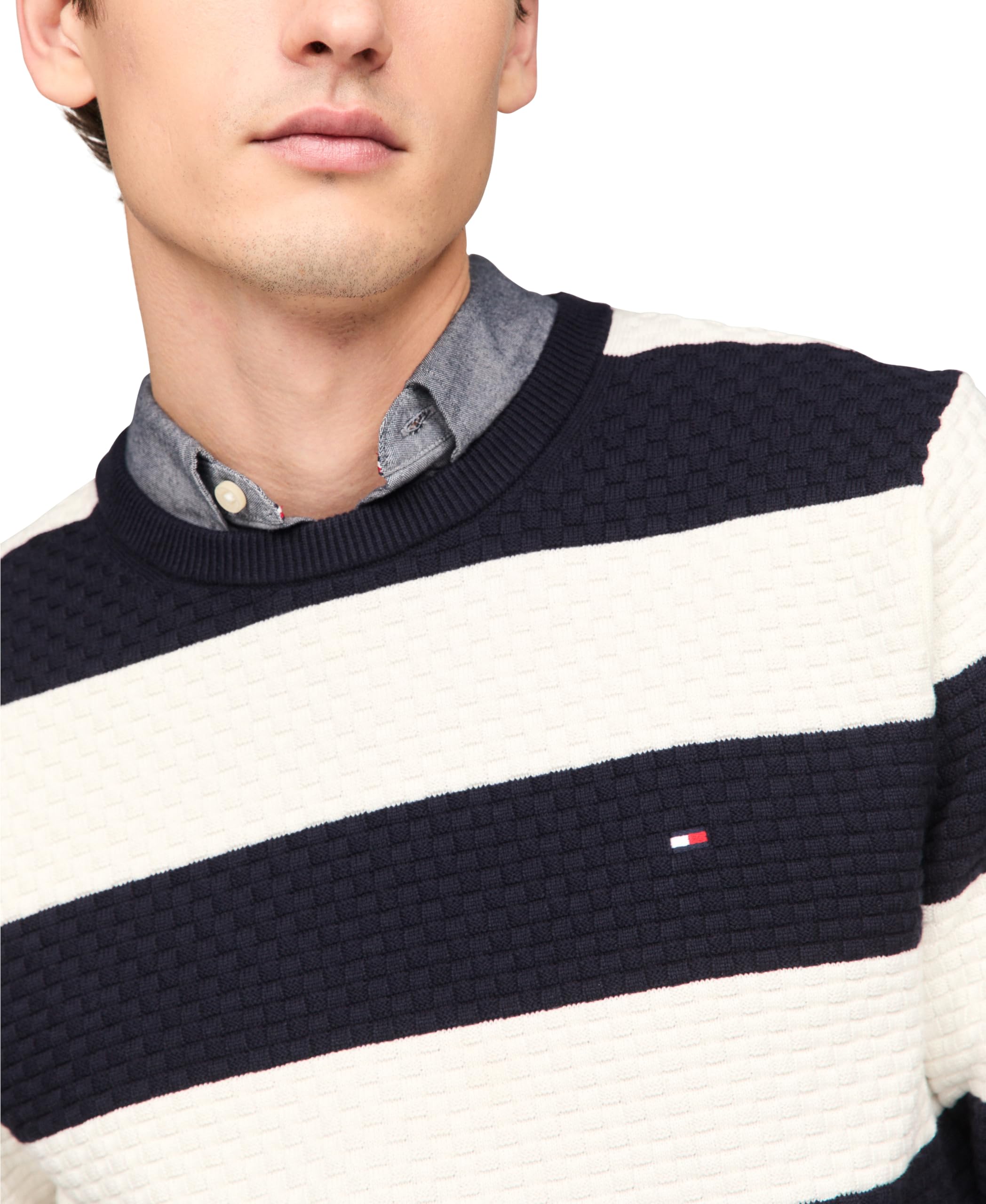 Foto 3 pulgar | Jersey Tommy Hilfiger De Algodón Con Cuello Redondo Estructurado 9gg Para Hombre - Venta Internacional.