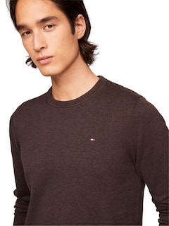 Foto 3 | Jersey Tommy Hilfiger Liso Con Cuello Redondo Para Hombre, Marrón, Talla S - Venta Internacional.