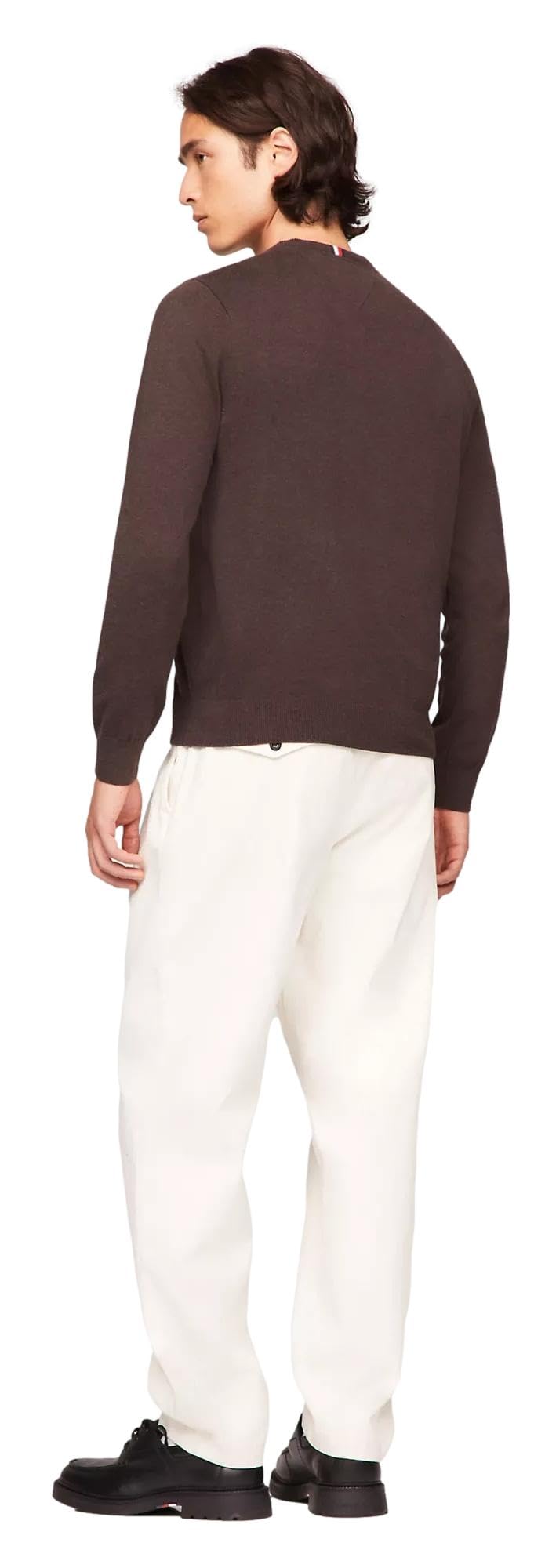 Foto 5 pulgar | Jersey Tommy Hilfiger Liso Con Cuello Redondo Para Hombre, Marrón, Talla S - Venta Internacional.