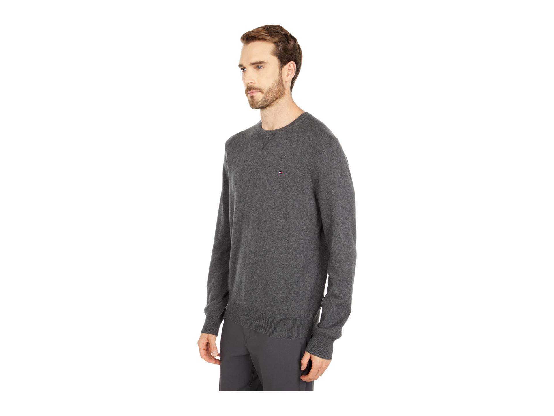 Foto 3 pulgar | Jersey Tommy Hilfiger Liso Con Cuello Redondo Para Hombre, Color Gris Antracita - Venta Internacional.