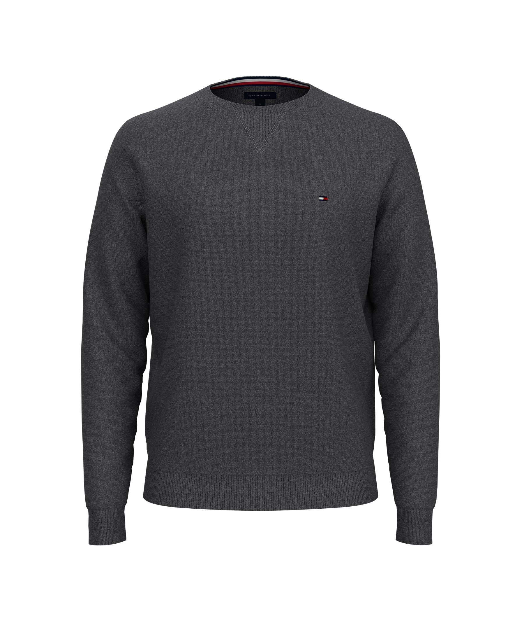 Foto 6 pulgar | Jersey Tommy Hilfiger Liso Con Cuello Redondo Para Hombre, Color Gris Antracita - Venta Internacional.