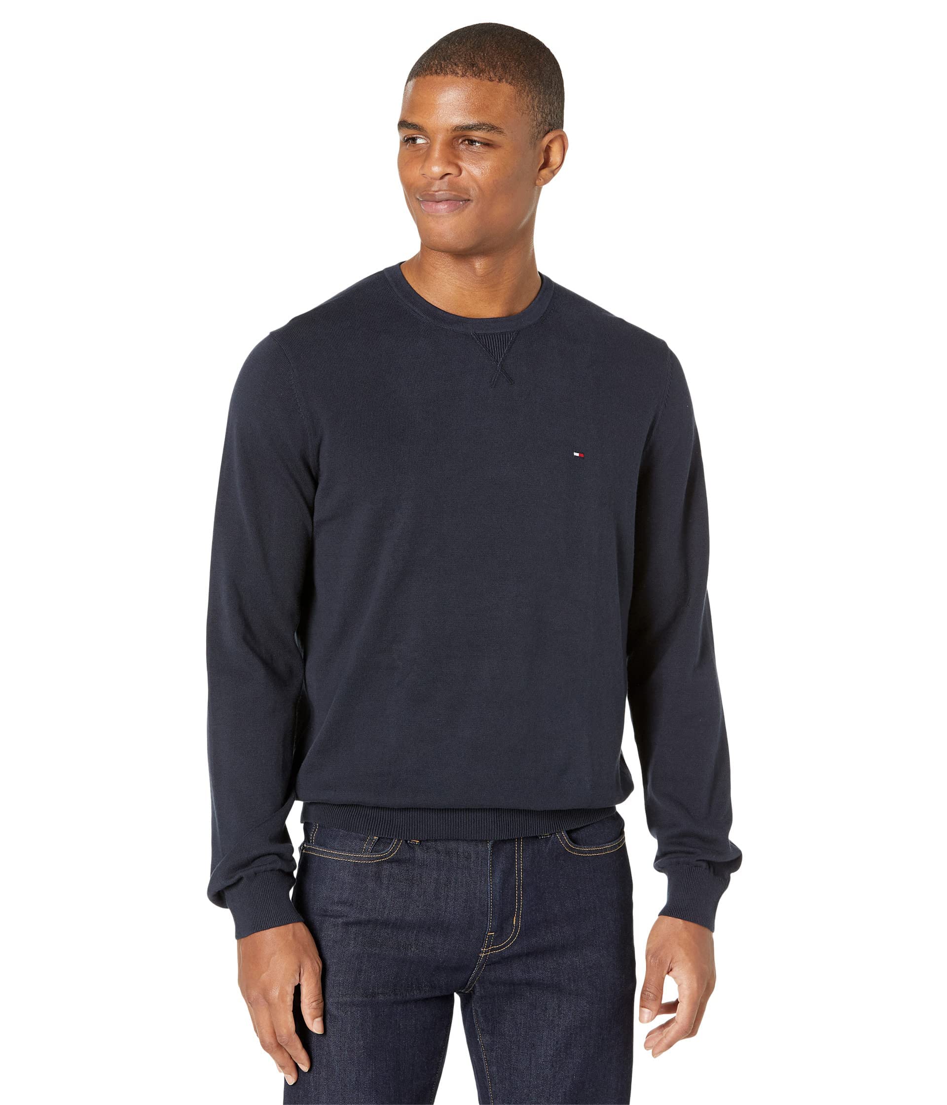 Foto 2 pulgar | Jersey Tommy Hilfiger Liso Con Cuello Redondo Para Hombre - Sky Captain - Venta Internacional.