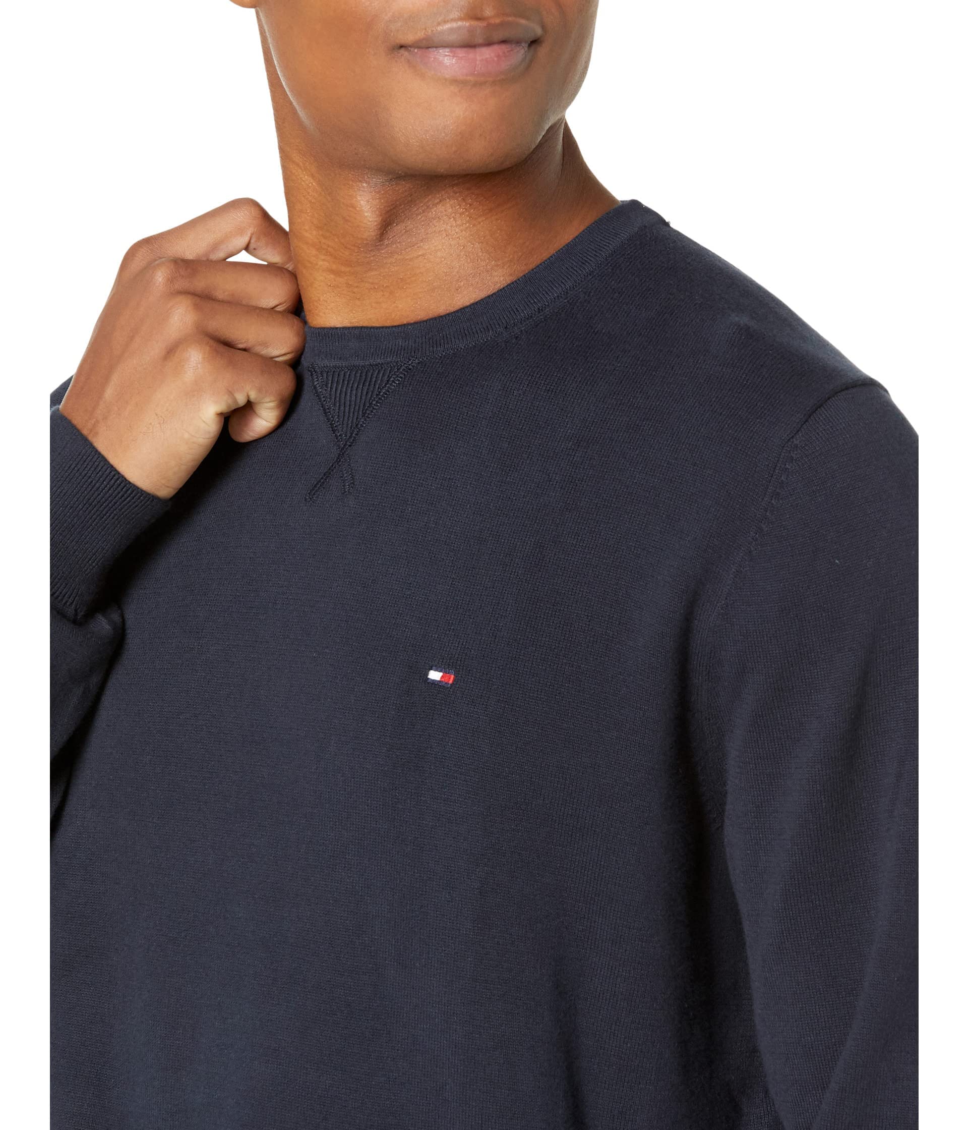 Foto 4 pulgar | Jersey Tommy Hilfiger Liso Con Cuello Redondo Para Hombre - Sky Captain - Venta Internacional.