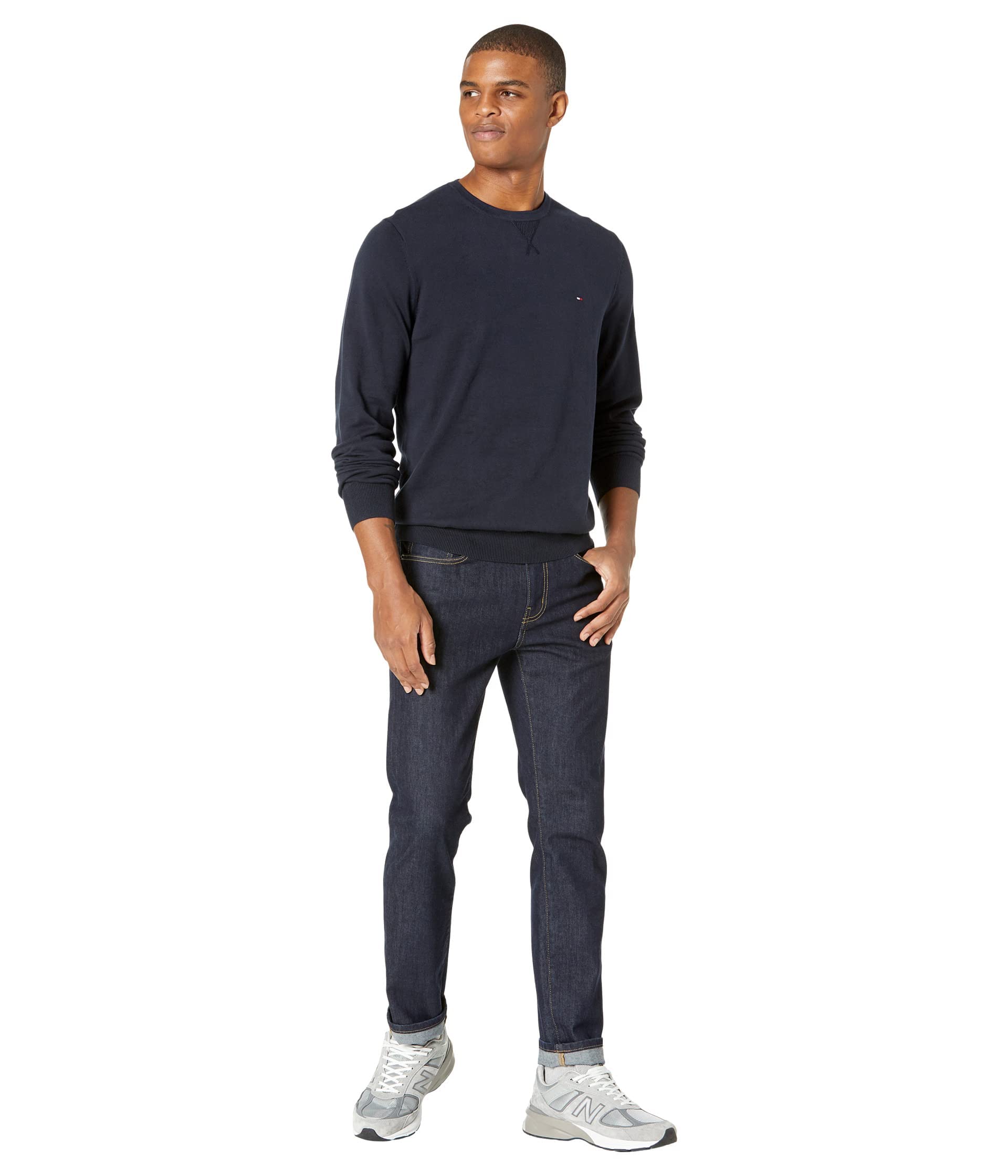 Foto 5 pulgar | Jersey Tommy Hilfiger Liso Con Cuello Redondo Para Hombre - Sky Captain - Venta Internacional.
