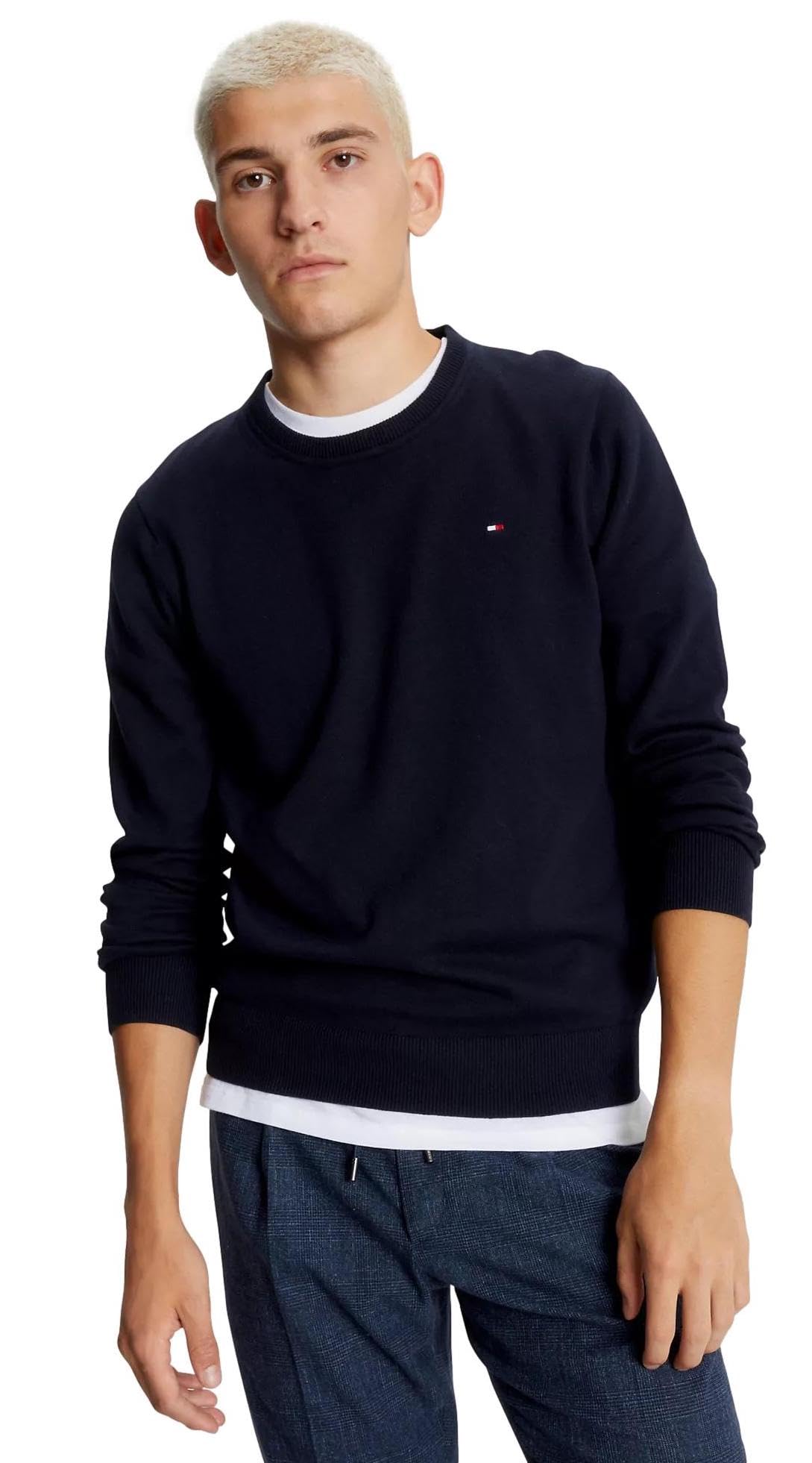 Foto 2 pulgar | Jersey Tommy Hilfiger Liso Cuello Redondo Azul para Hombre - Venta Internacional