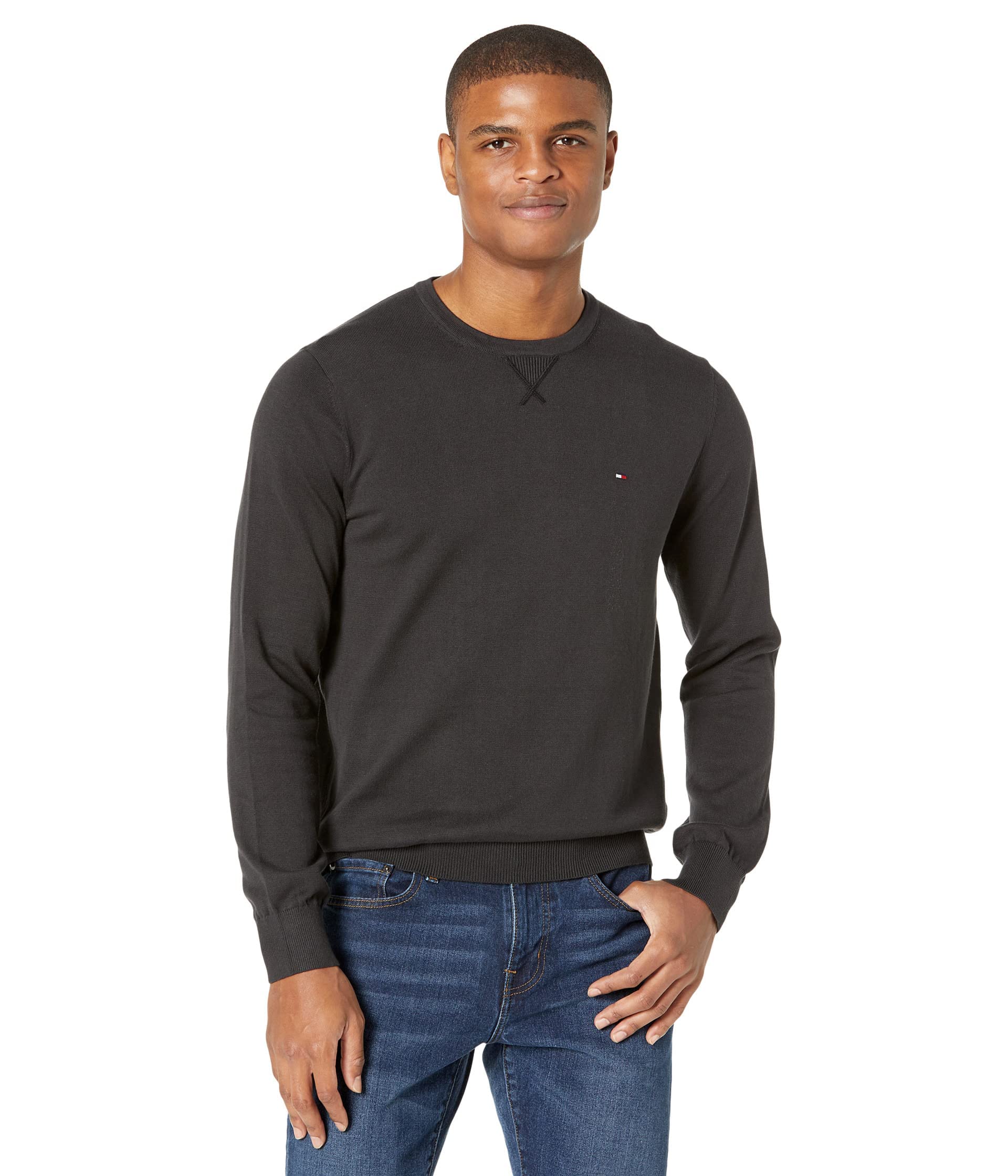 Foto 2 pulgar | Jersey Tommy Hilfiger Liso Cuello Redondo Negro para Hombre - Venta Internacional
