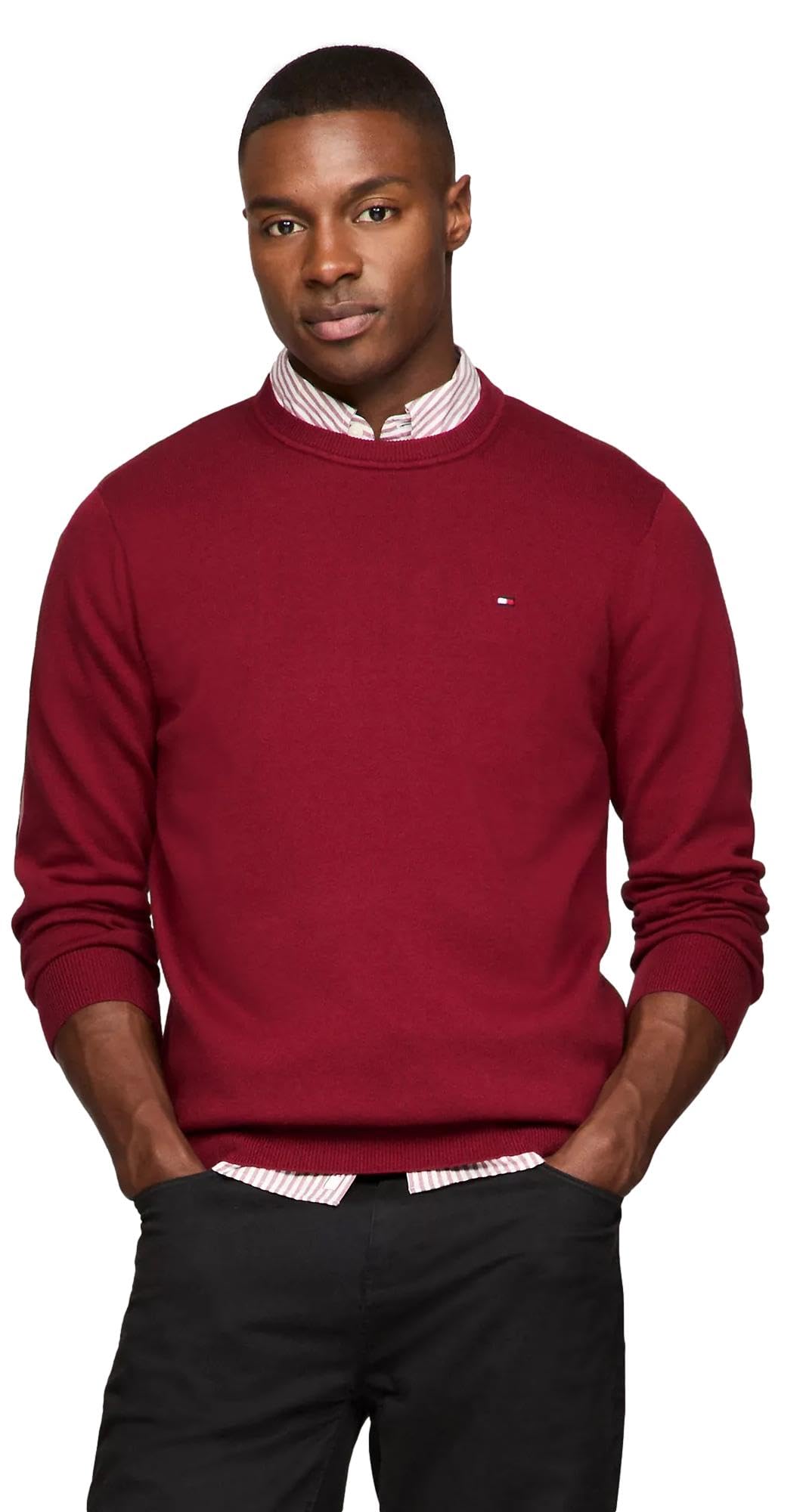 Jersey Tommy Hilfiger Liso Cuello Redondo Rojo para Hombre - Venta Internacional