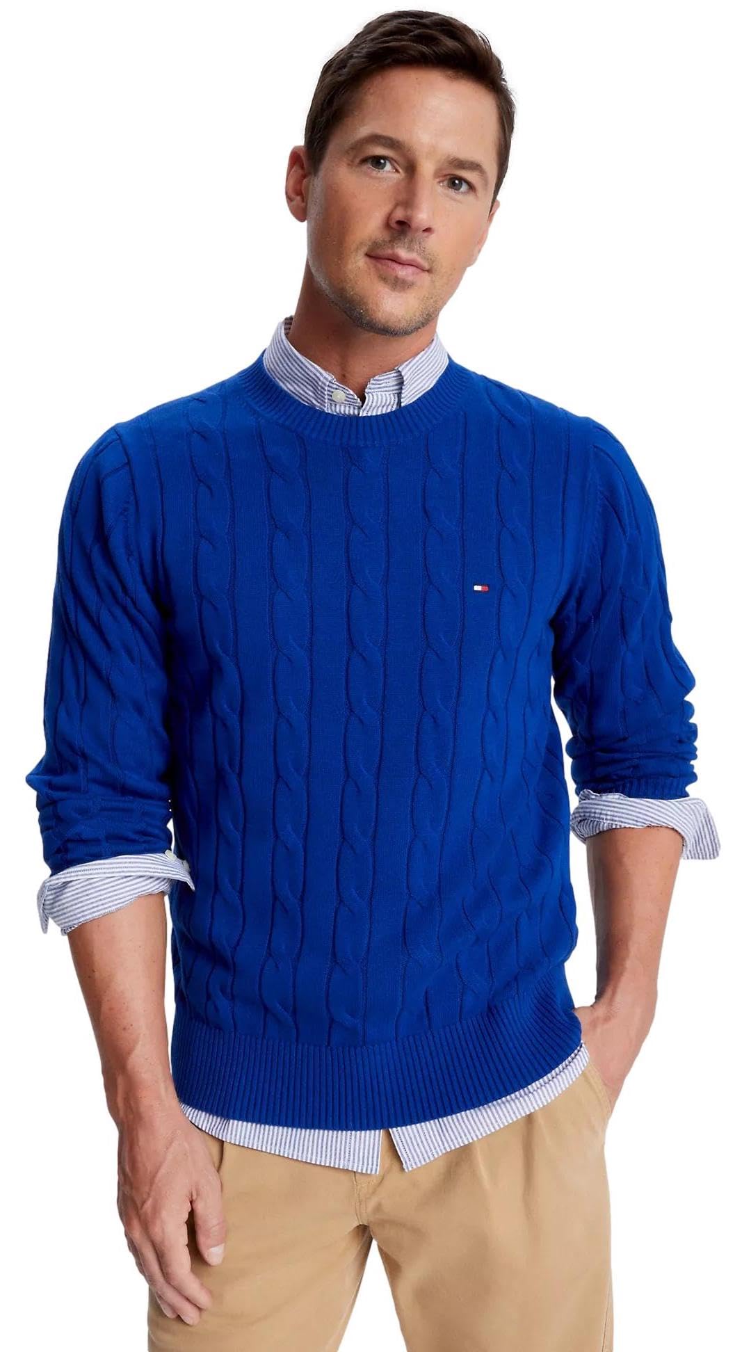 Suéter Tommy Hilfiger Azul Cable Knit para Hombre - Venta Internacional