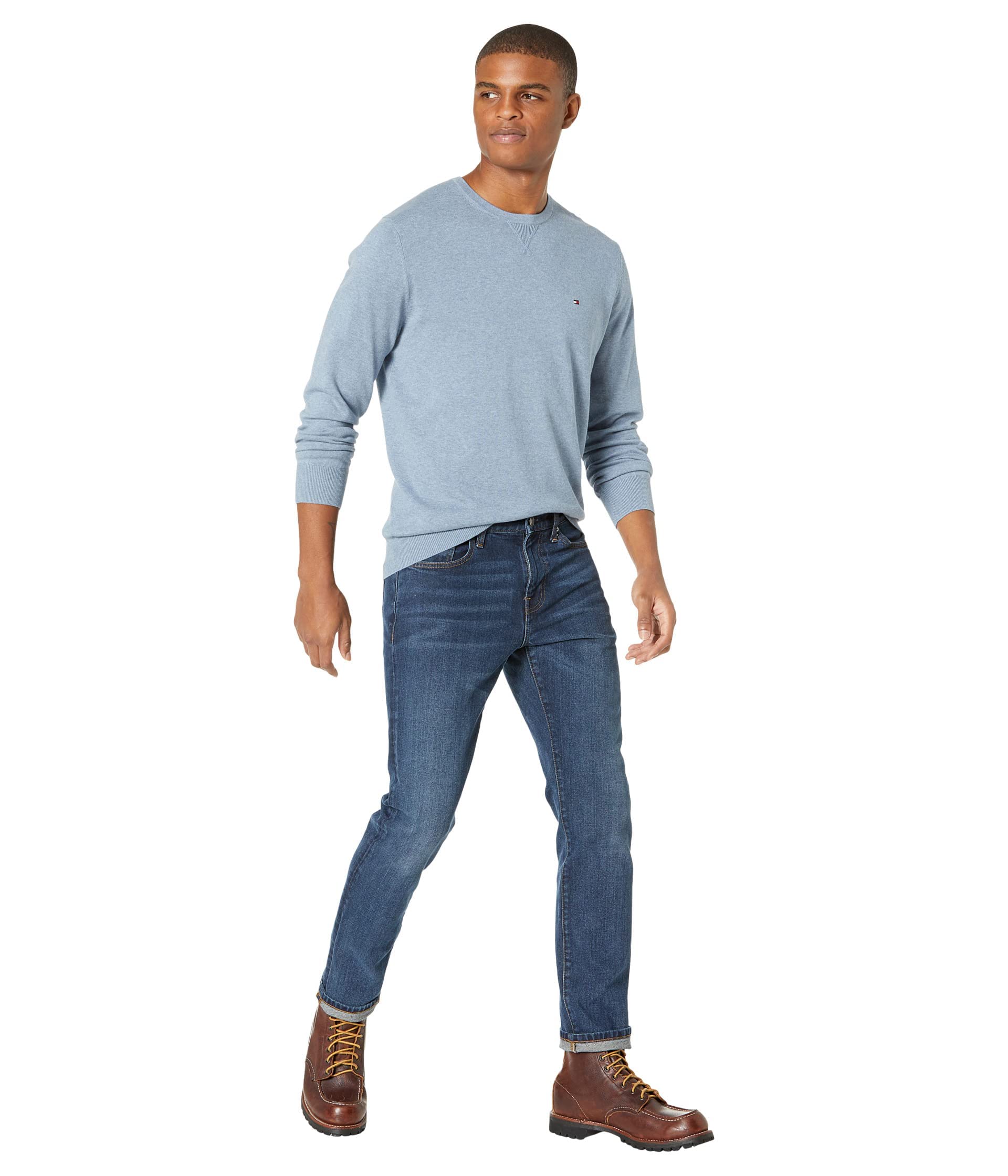 Foto 5 pulgar | Jersey Tommy Hilfiger Liso Cuello Redondo Azul para Hombre - Venta Internacional