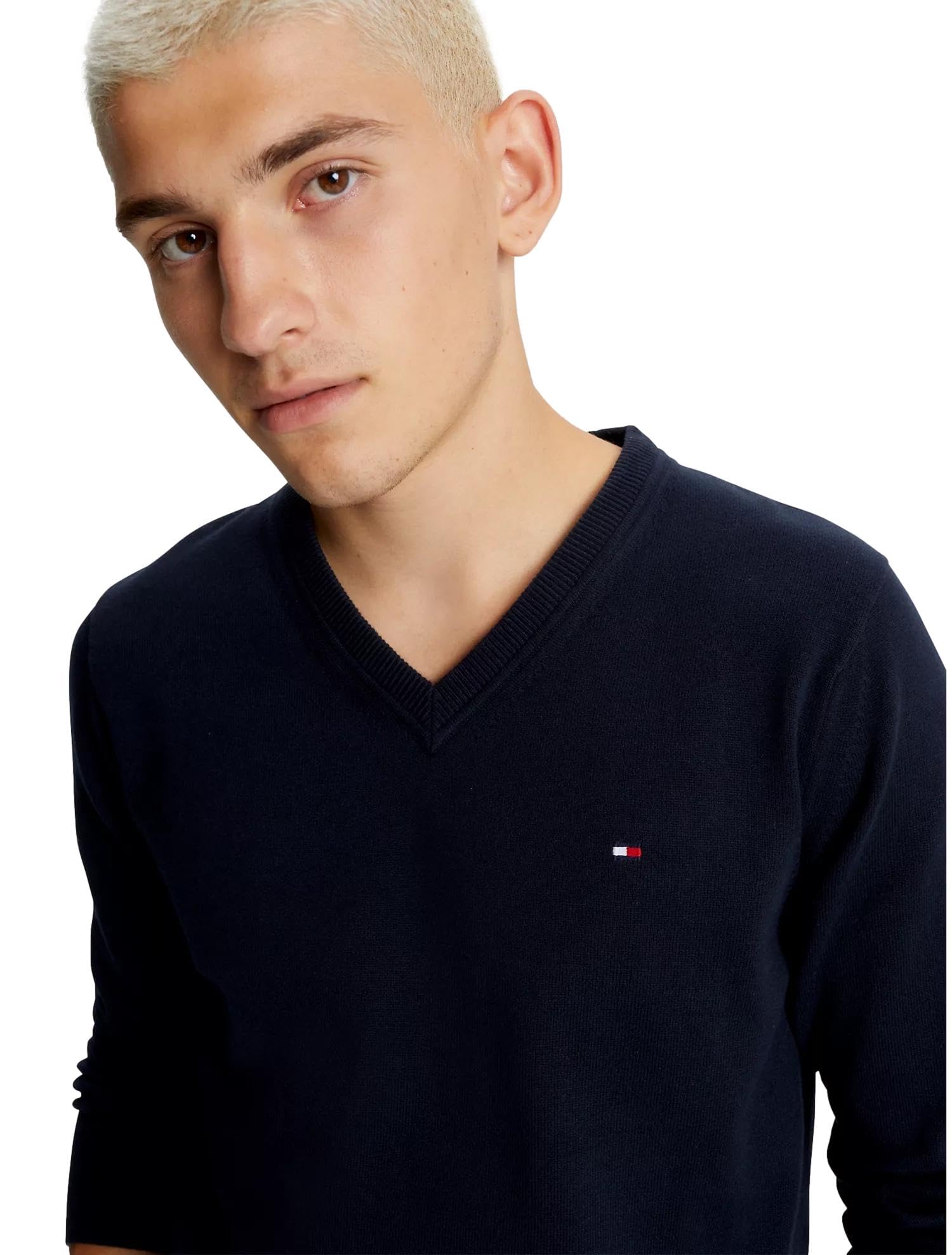 Foto 4 pulgar | Suéter Tommy Hilfiger con Cuello en V Azul Marino para Hombre - Venta Internacional