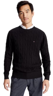 Foto 1 | Suéter Tommy Hilfiger Cable Knit Negro para Hombre- Venta Internacional