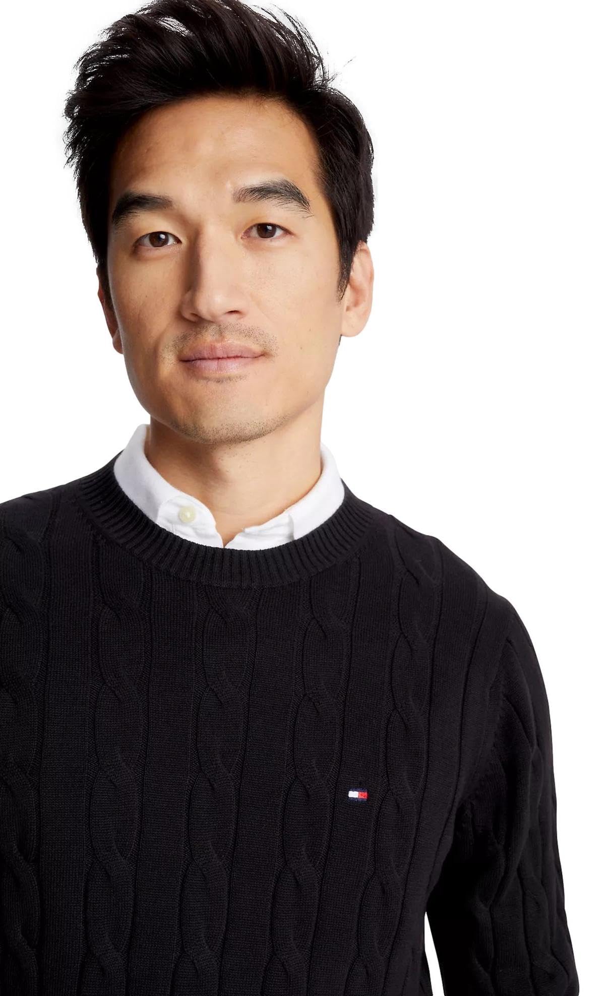 Foto 3 | Suéter Tommy Hilfiger Cable Knit Negro para Hombre- Venta Internacional