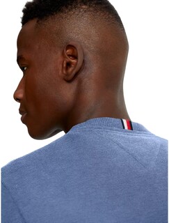 Foto 3 | Suéter Tommy Hilfiger Liso con Cuello Redondo Azul para Hombre - Venta Internacional