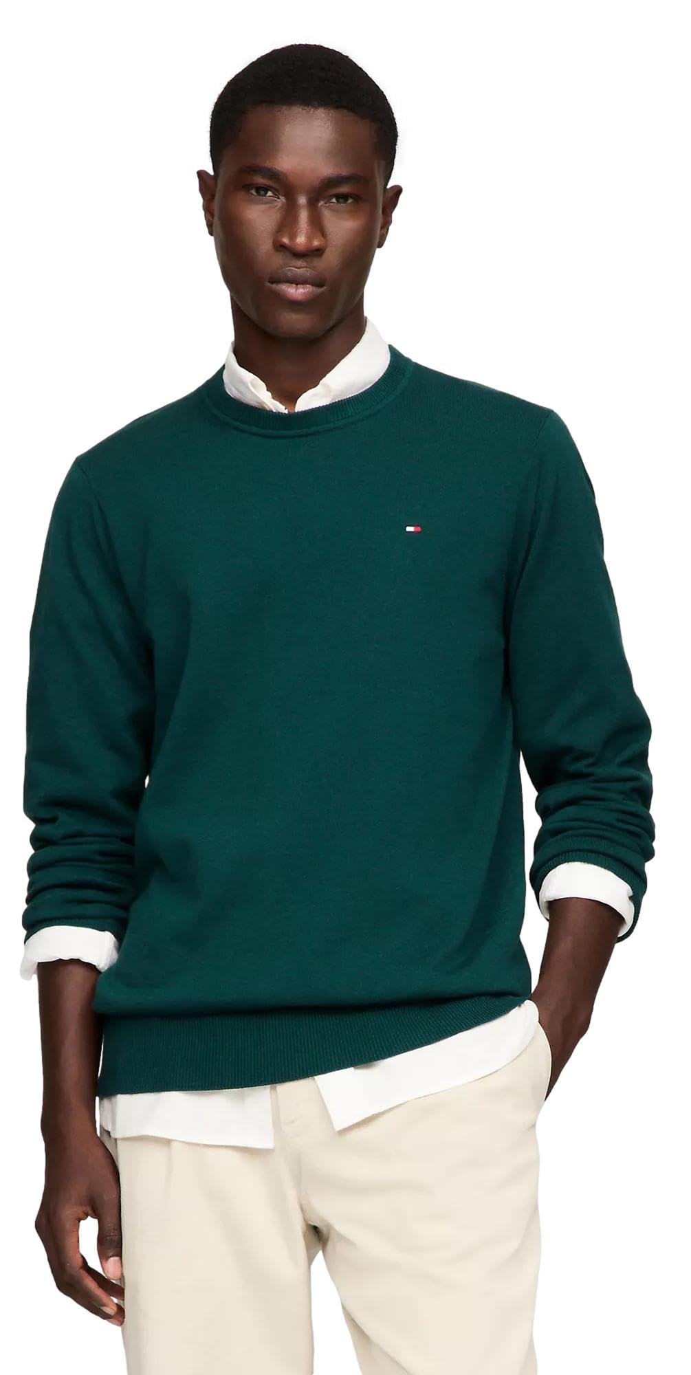 Foto 2 pulgar | Jersey Tommy Hilfiger Verde Liso para Hombre - Venta Internacional