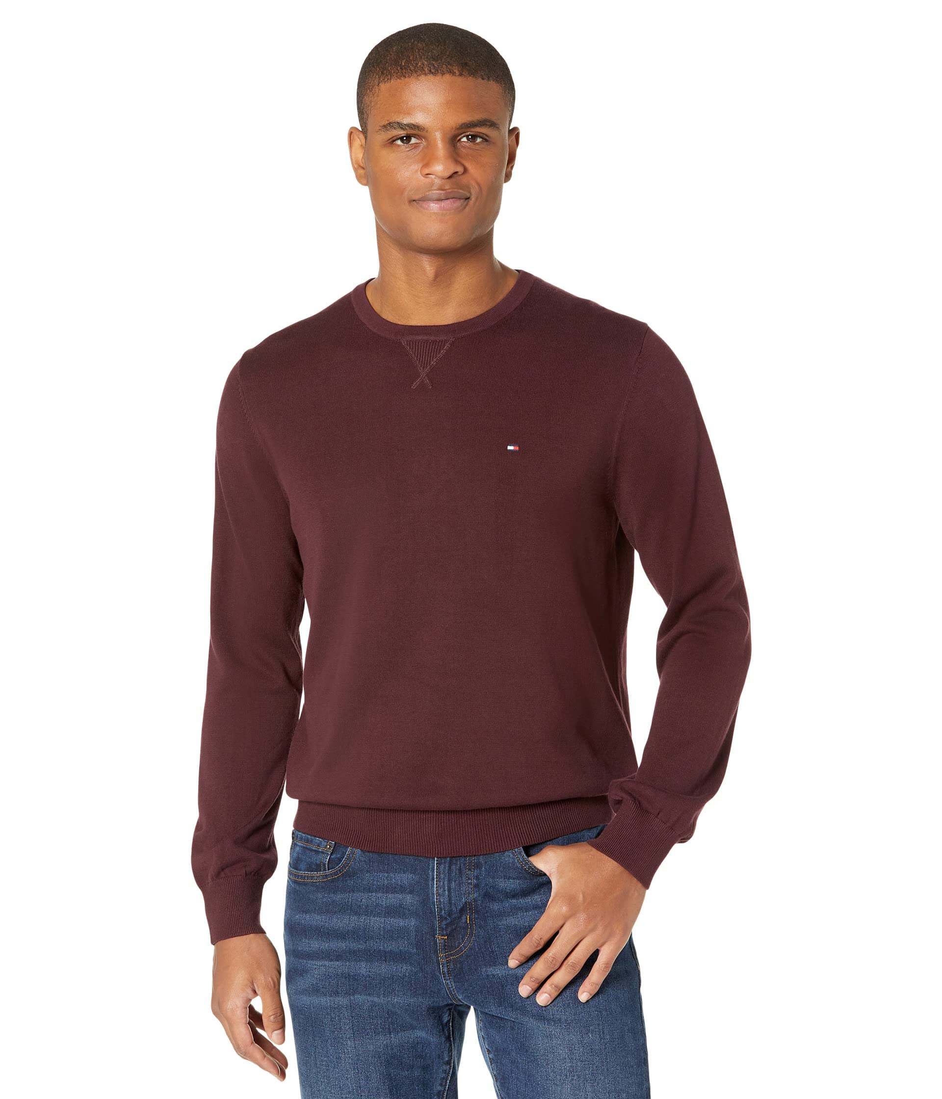 Foto 2 pulgar | Jersey Tommy Hilfiger con Cuello Redondo Liso Tinto para Hombre - Venta Internacional