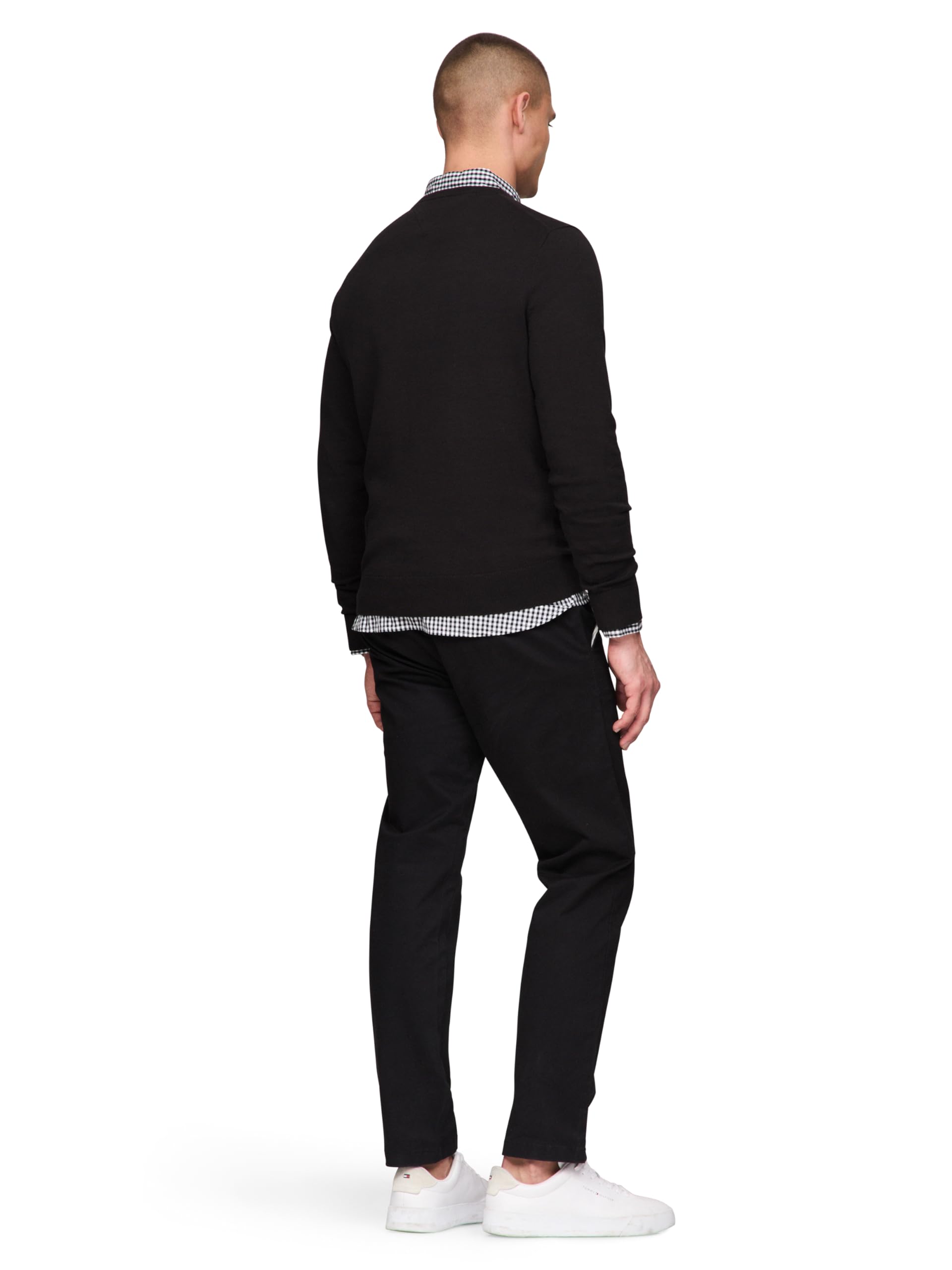 Foto 5 pulgar | Jersey Tommy Hilfiger Para Hombre, Algodón Liso, Cuello Redondo, Negro - Venta Internacional.