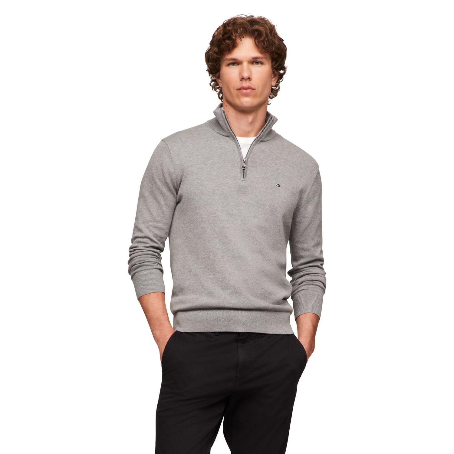 Foto 2 pulgar | Jersey Tommy Hilfiger Essential de Algodón Gris para Hombre - Venta Internacional