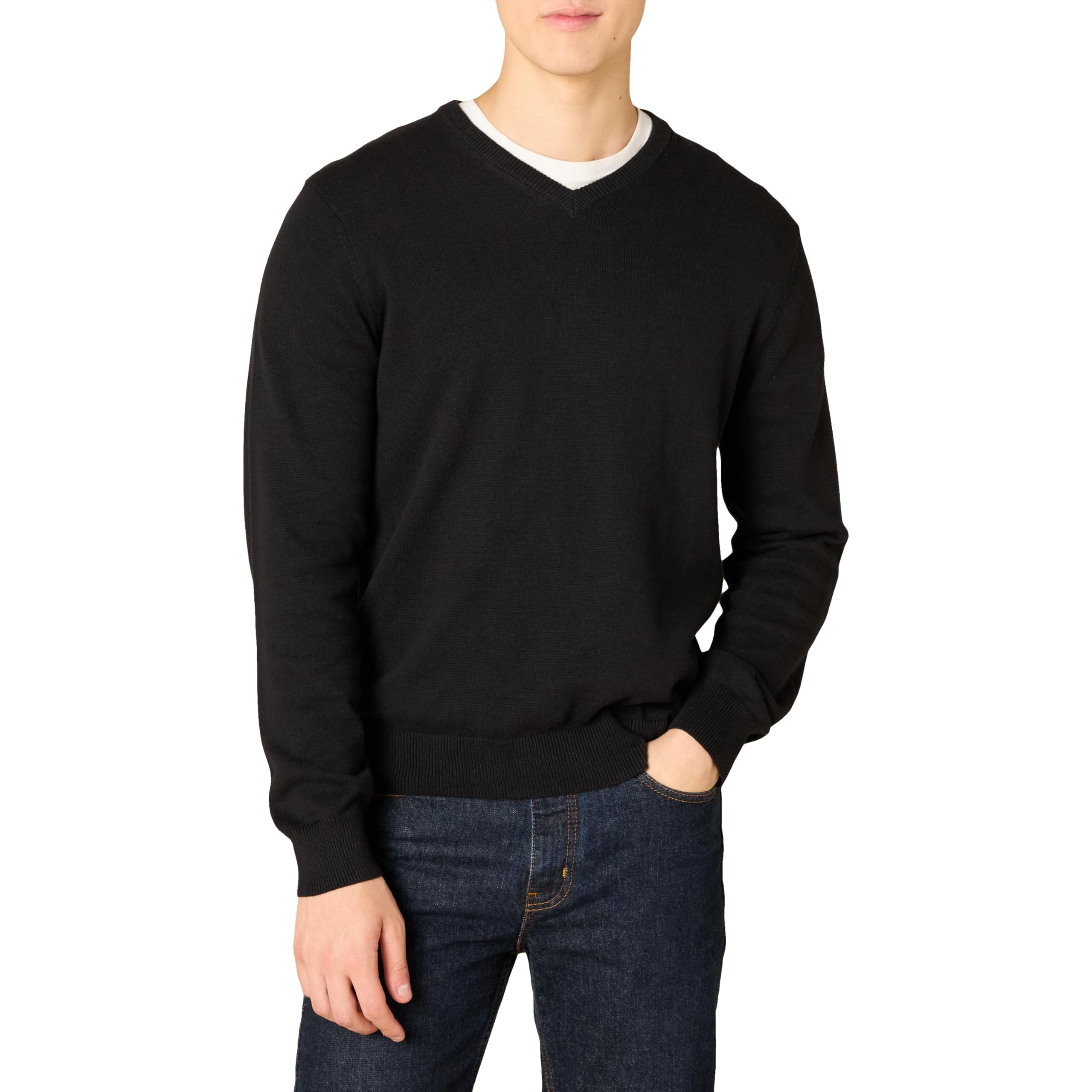 Foto 2 pulgar | Jersey Amazon Essentials De Algodón Negro Con Cuello En V, Talla M, Para Hombre - Venta Internacional.