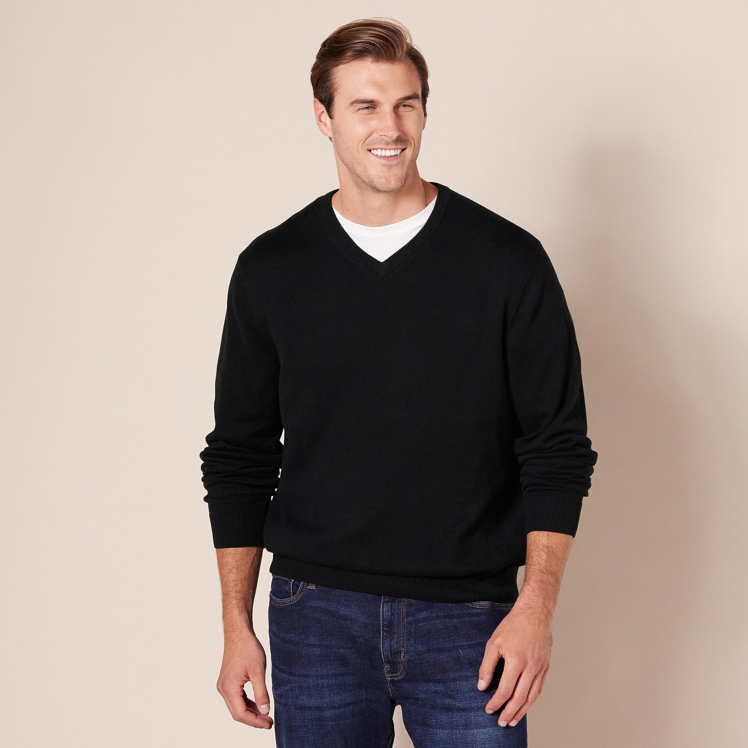 Foto 6 pulgar | Jersey Amazon Essentials De Algodón Negro Con Cuello En V, Talla M, Para Hombre - Venta Internacional.