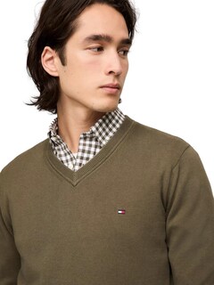 Foto 3 | Jersey Tommy Hilfiger Para Hombre Con Cuello En V, Colección 2024, Verde Militar - Venta Internacional.