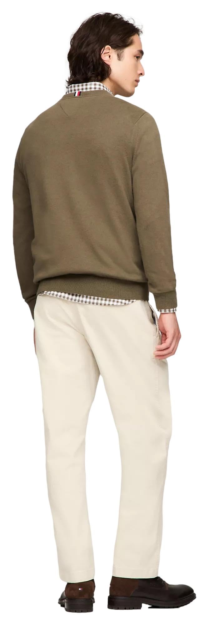 Foto 4 | Jersey Tommy Hilfiger Para Hombre Con Cuello En V, Colección 2024, Verde Militar - Venta Internacional.