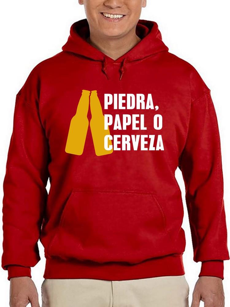 Foto 2 pulgar | Sudadera Smartprintsink Con Capucha Para Hombre Piedra, Papel O Cerveza Color Rojo