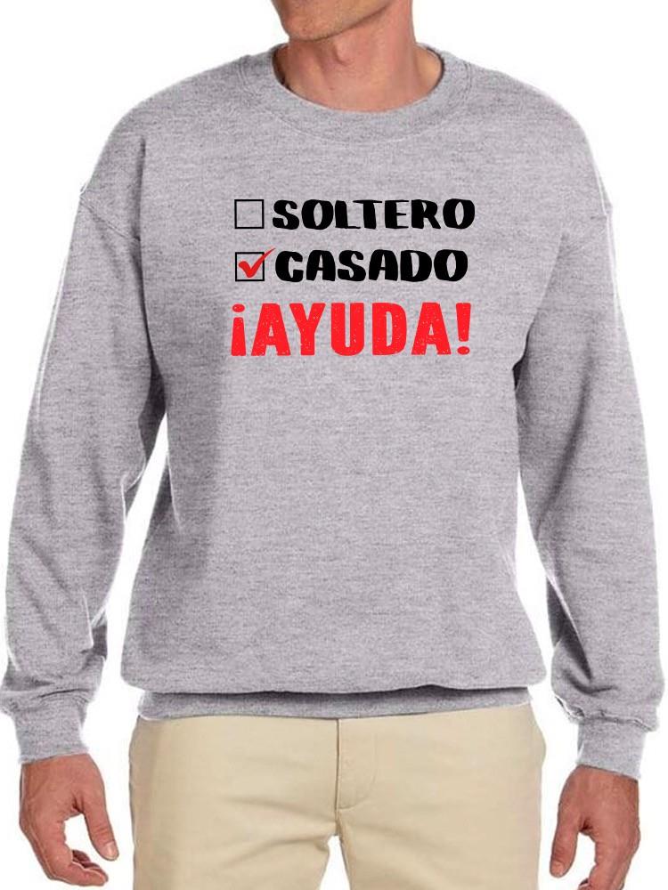 Foto 2 pulgar | Sudadera Smartprintsink Para Hombre Soltero. Casado. Ayuda! Color Gris