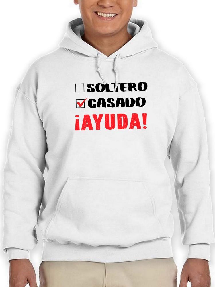 Foto 2 pulgar | Sudadera Smartprintsink Con Capucha Para Hombre Soltero. Casado. Ayuda! Color Blanco