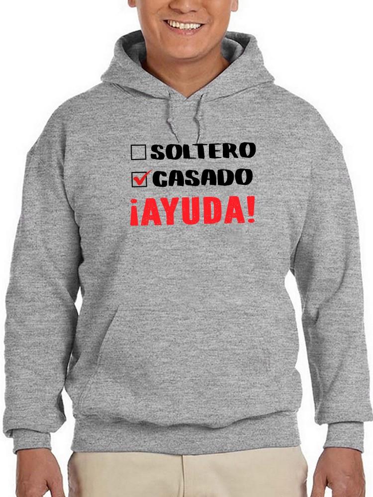 Foto 2 pulgar | Sudadera Smartprintsink Con Capucha Para Hombre Soltero. Casado. Ayuda! Color Gris