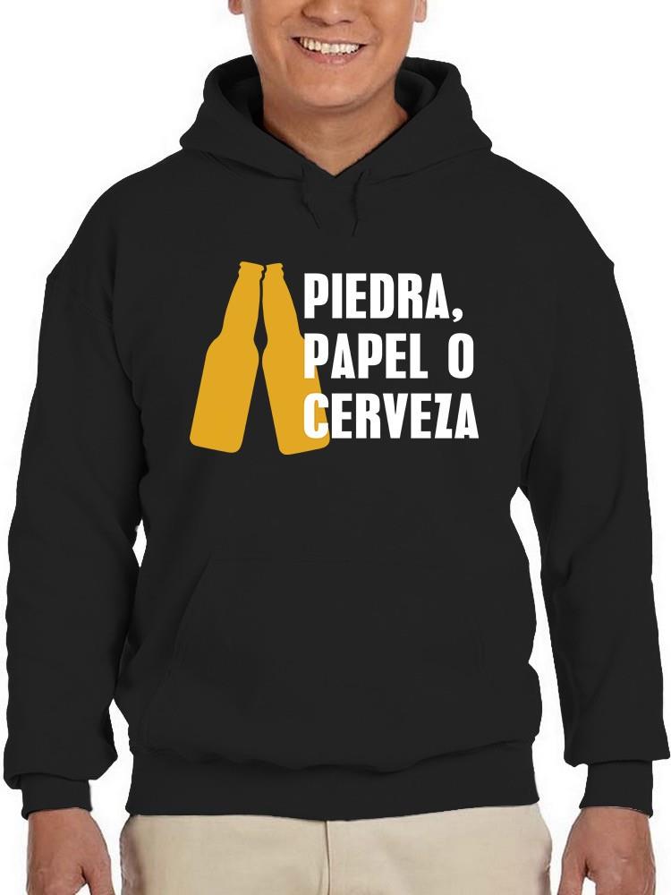 Foto 2 pulgar | Sudadera Smartprintsink Con Capucha Para Hombre Piedra, Papel O Cerveza Color Negro