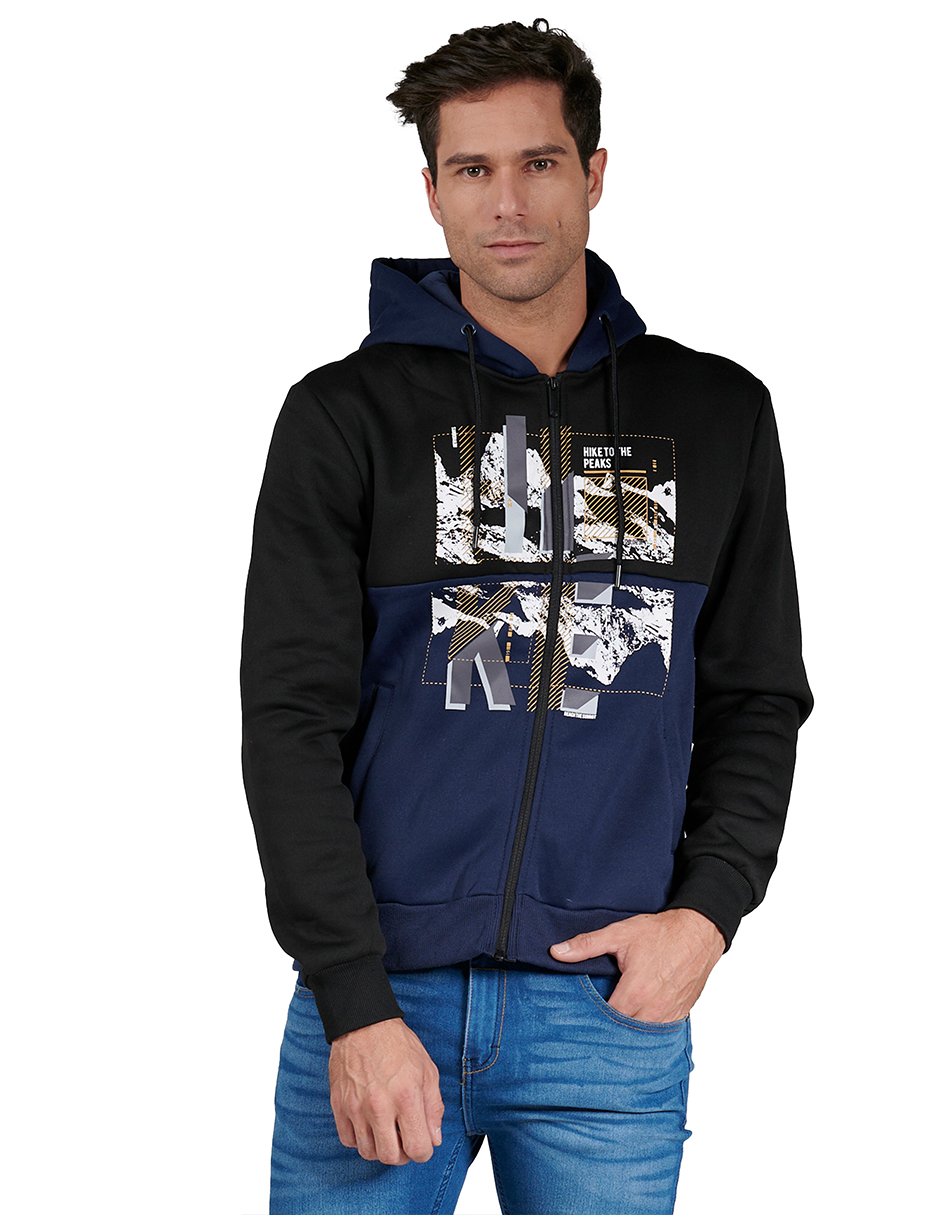 Foto 2 pulgar | Sudadera Hoddie Moderna Generra 228865 color Azul para Hombre