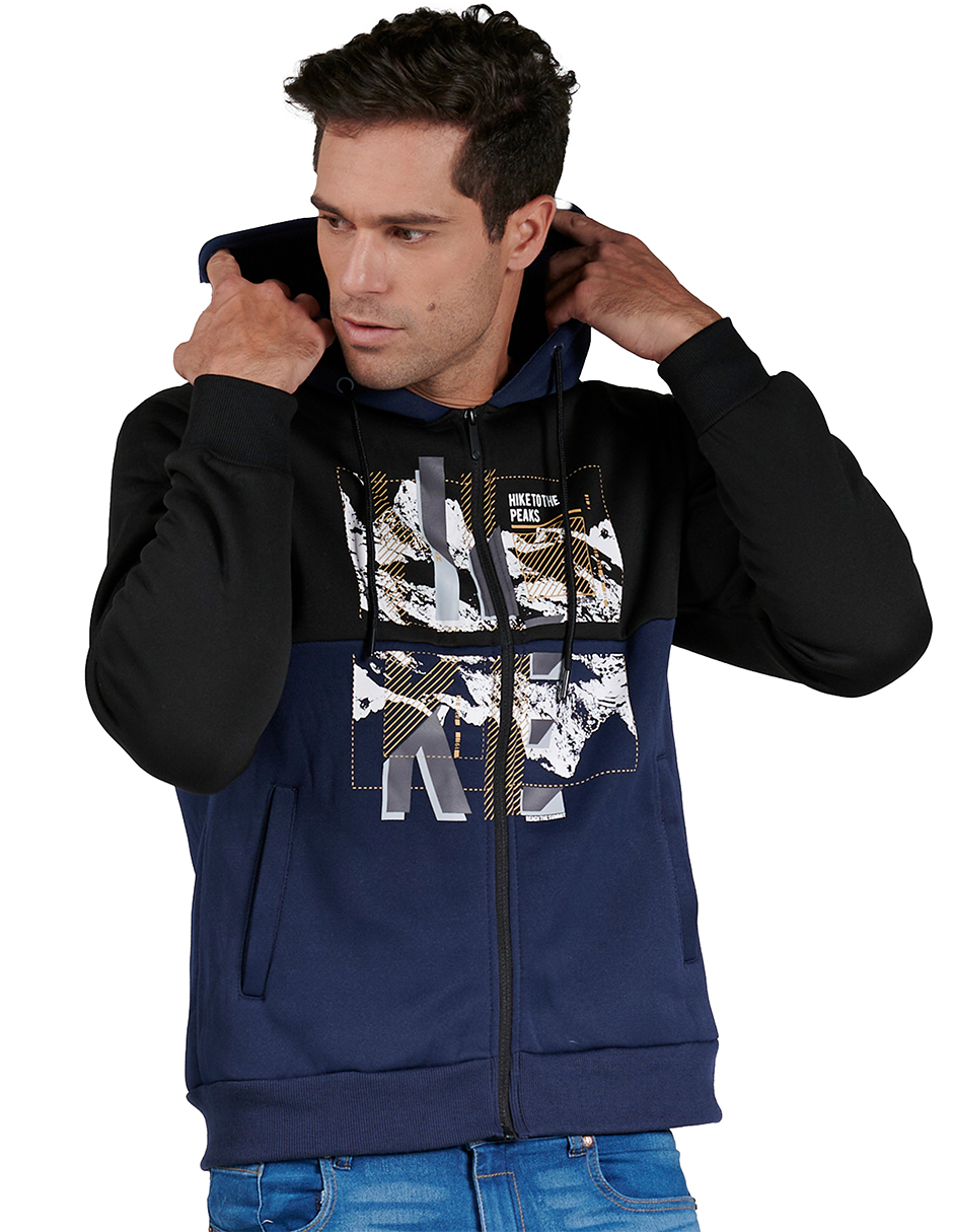 Foto 3 pulgar | Sudadera Hoddie Moderna Generra 228865 color Azul para Hombre