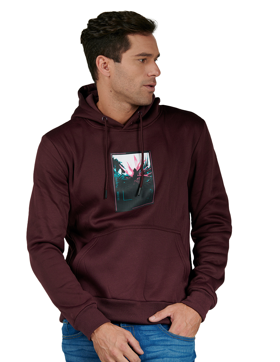 Foto 2 pulgar | Sudadera Hoddie Generra 228862 color Vino para Hombre