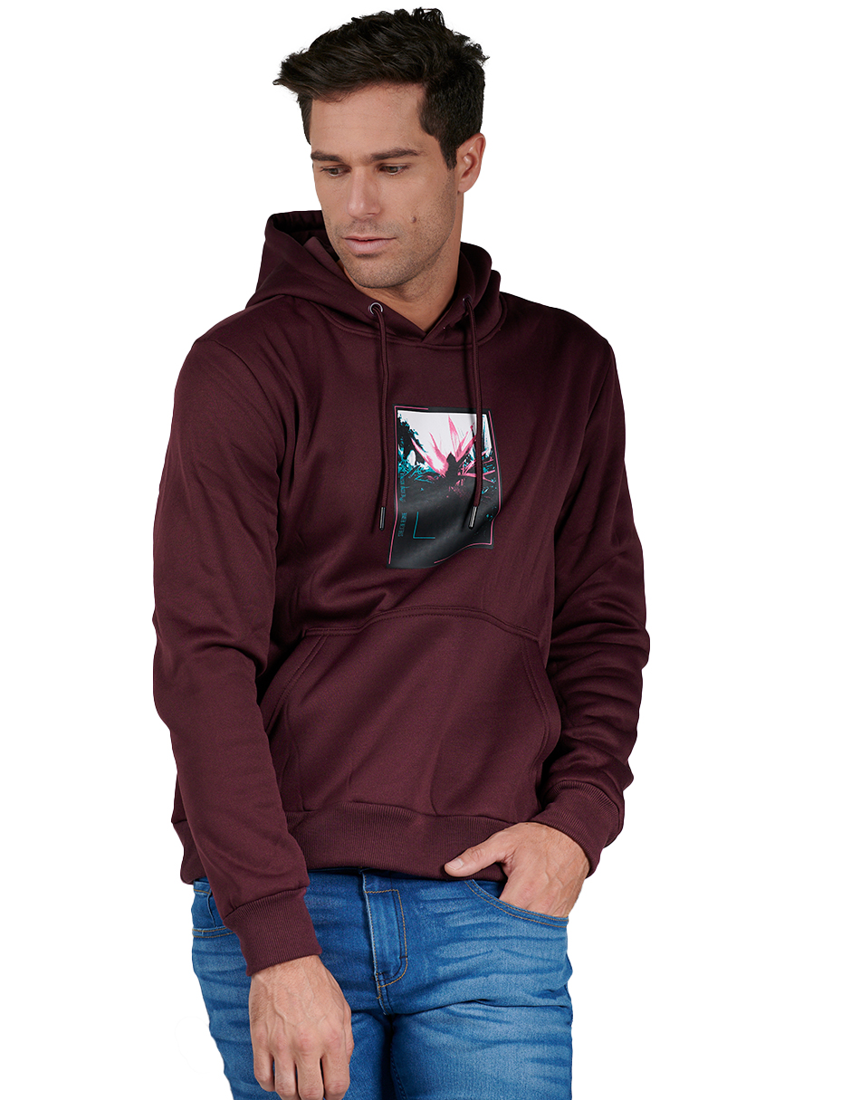 Foto 3 pulgar | Sudadera Hoddie Generra 228862 color Vino para Hombre