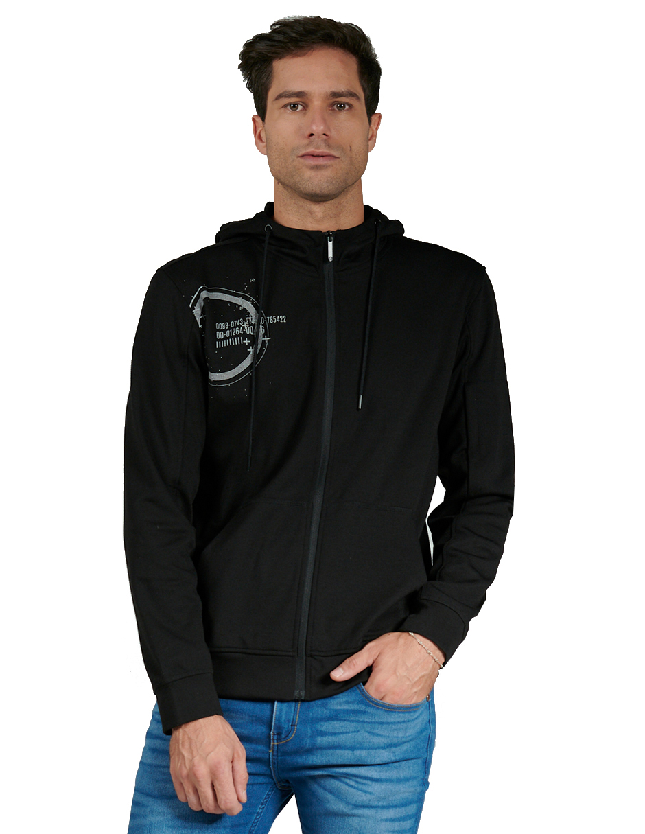 Foto 2 pulgar | Sudadera Hoddie Estampada Generra 228854 color Negro para Hombre