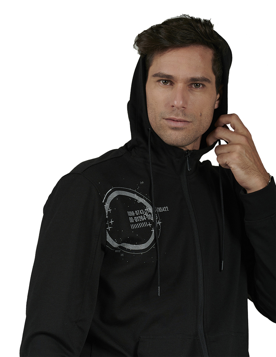 Foto 3 pulgar | Sudadera Hoddie Estampada Generra 228854 color Negro para Hombre