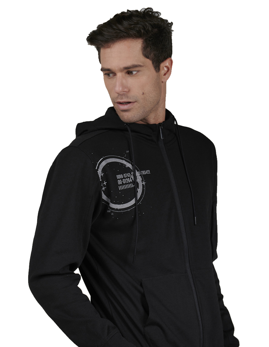 Foto 4 pulgar | Sudadera Hoddie Estampada Generra 228854 color Negro para Hombre