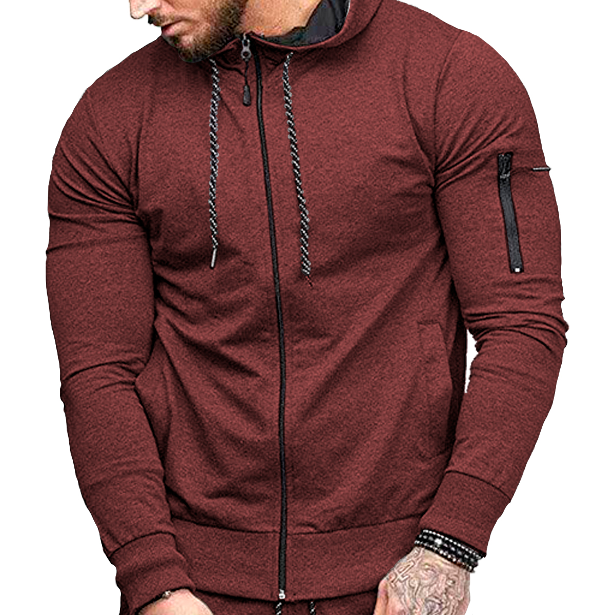 Foto 2 pulgar | Sudadera Shendy Vendy con Capucha color Tinto para Hombre