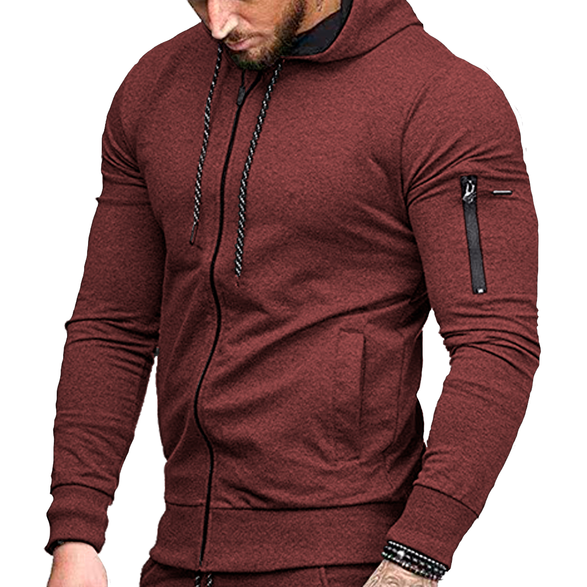 Foto 4 pulgar | Sudadera Shendy Vendy con Capucha color Tinto para Hombre