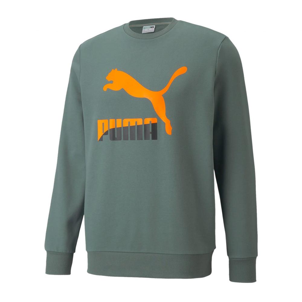 Foto 2 pulgar | Sudadera Puma Classics Logo Crew Verde para Hombre