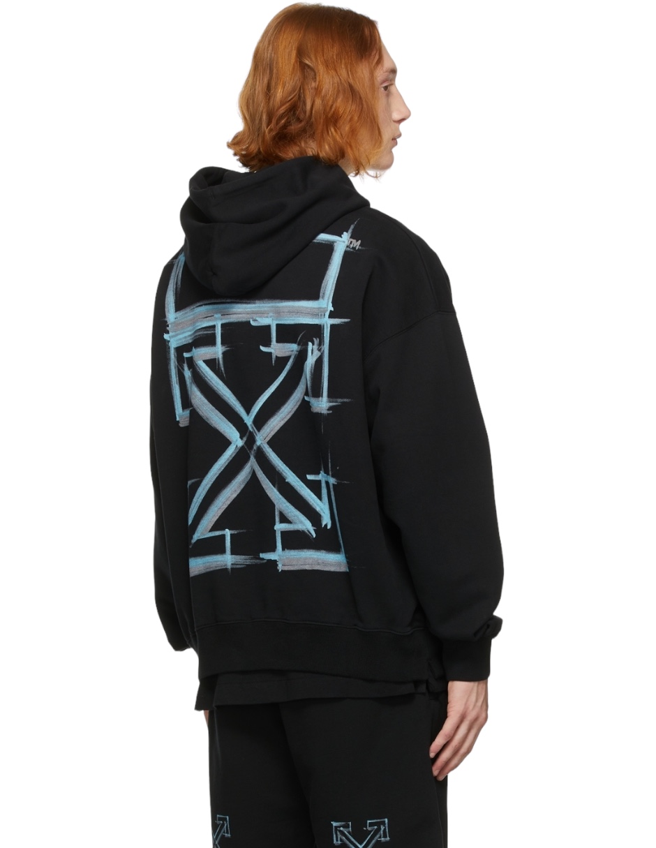 Foto 2 | Sudadera Off White color Negro con Logo Azul Talla Xl