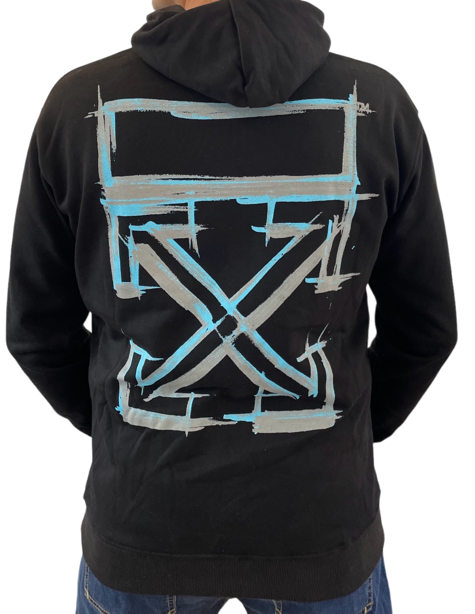 Foto 5 pulgar | Sudadera Off White color Negro con Logo Azul Talla Xl