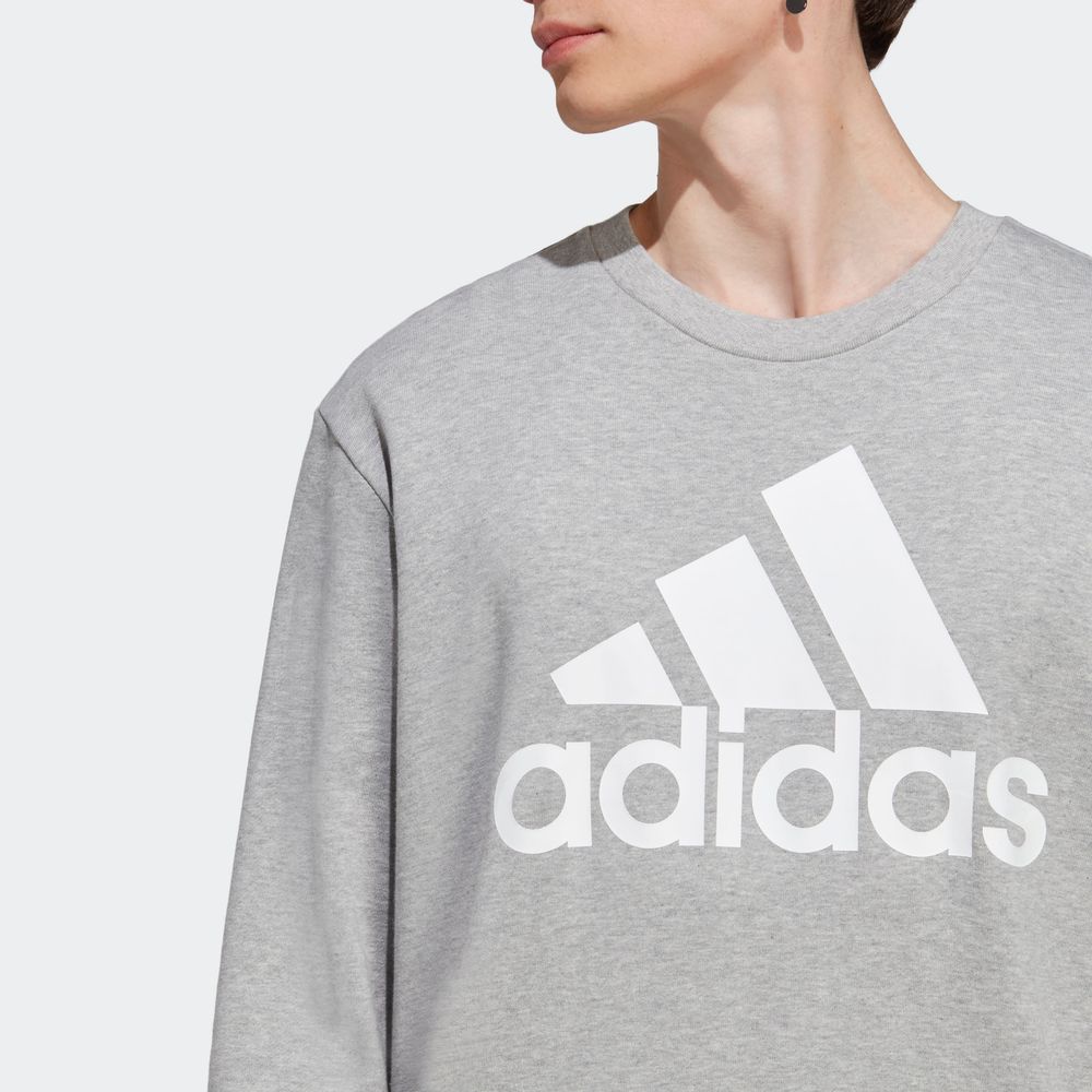 Foto 7 pulgar | Sudadera Adidas Essentials Logo Grande Gris para Hombre