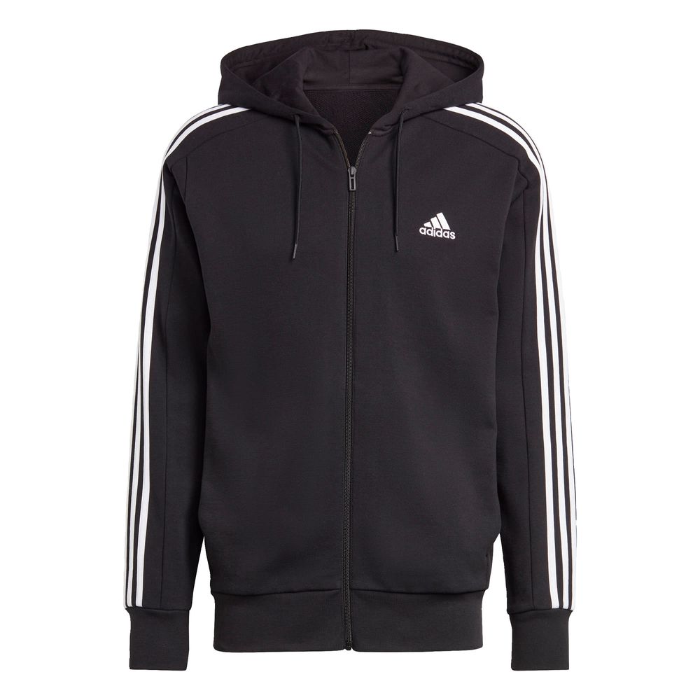 Sudadera con Gorro Adidas Essentials 3 Franjas Negra para Hombre