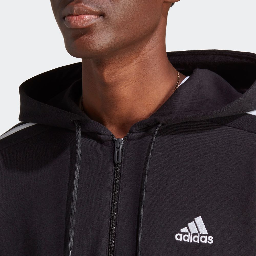 Foto 7 pulgar | Sudadera con Gorro Adidas Essentials 3 Franjas Negra para Hombre