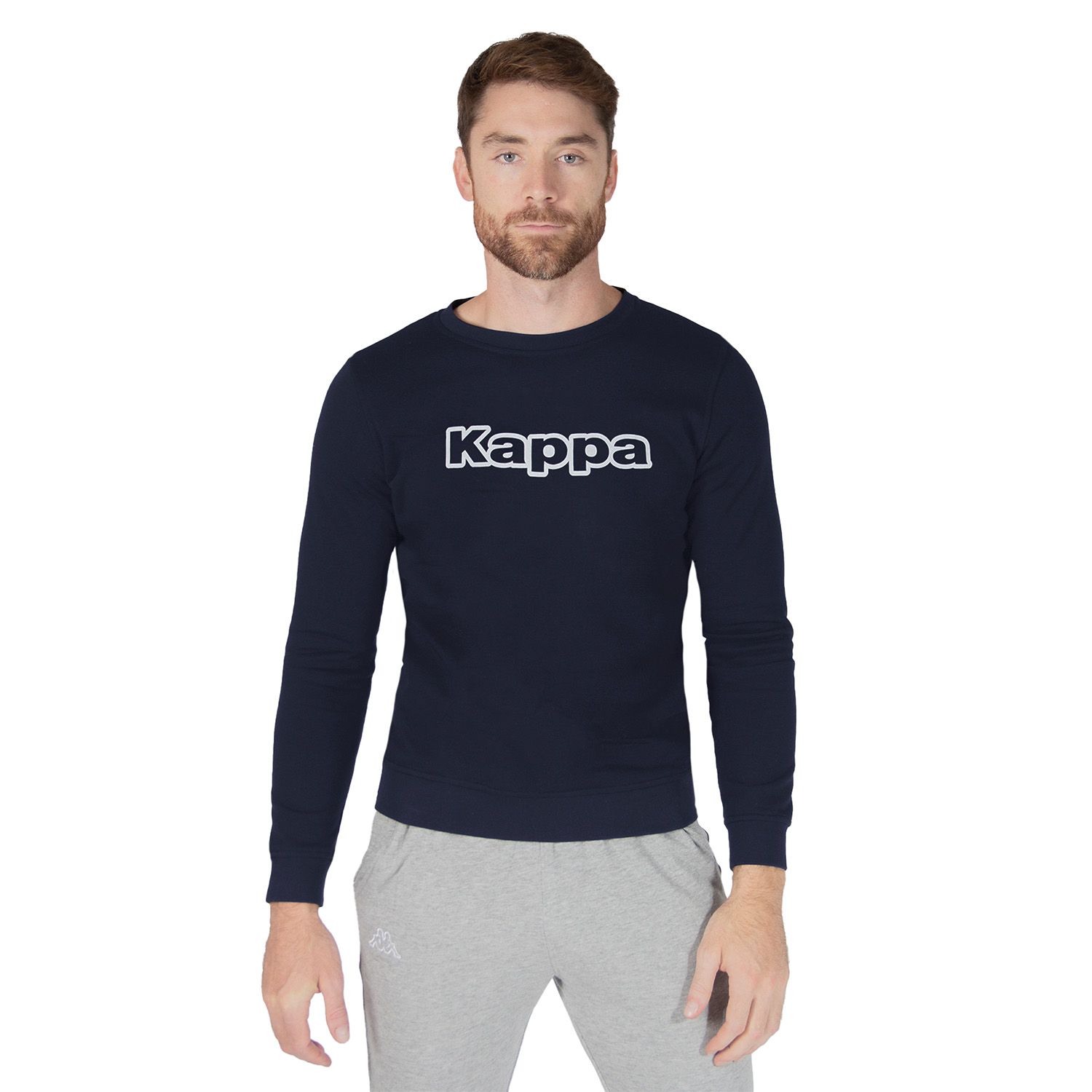 Sudadera Deportiva Kappa Azul Logo Crewka para Caballero