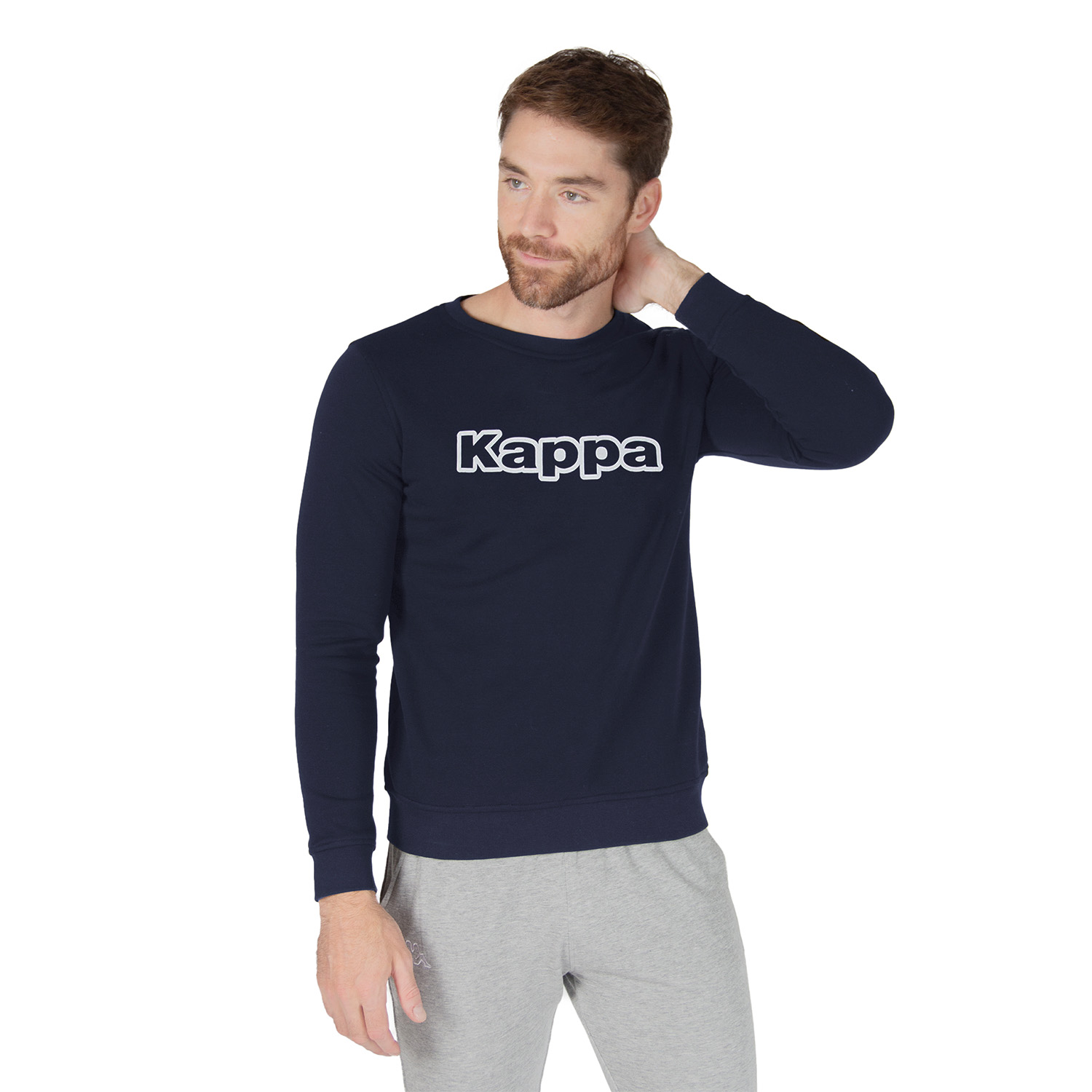 Foto 4 pulgar | Sudadera Deportiva Kappa Azul Logo Crewka para Caballero