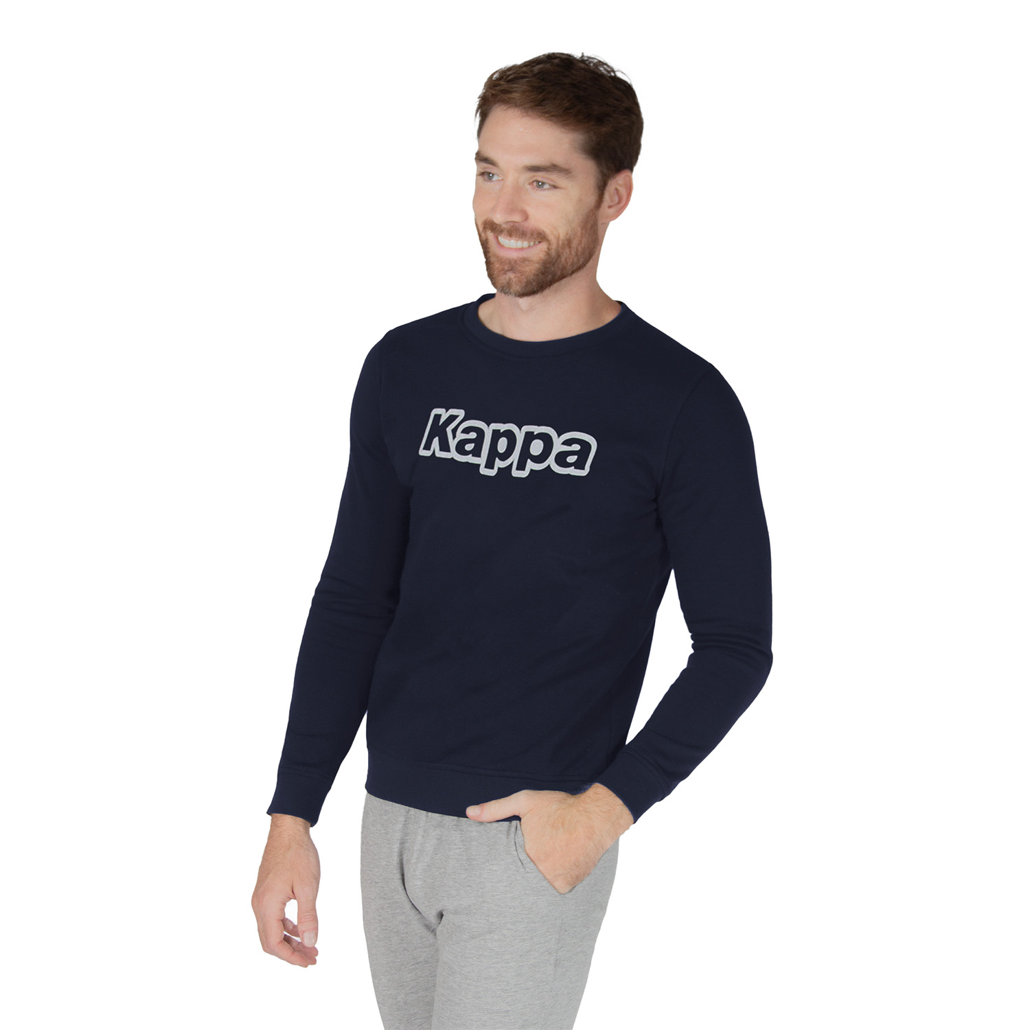 Foto 5 pulgar | Sudadera Deportiva Kappa Azul Logo Crewka para Caballero